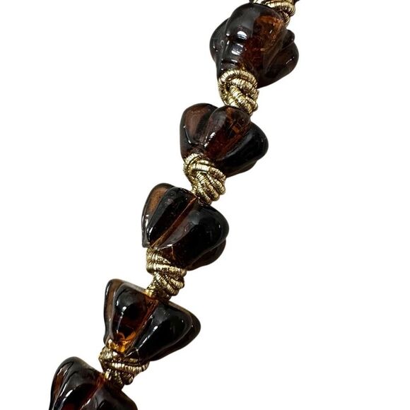 Boho Amber Glass Mala-Inspired Tassel Necklace - Picture 2 of 7